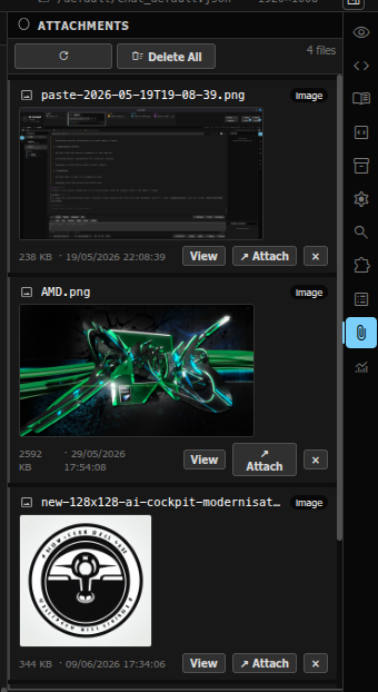 Attachments panel with thumbnails
